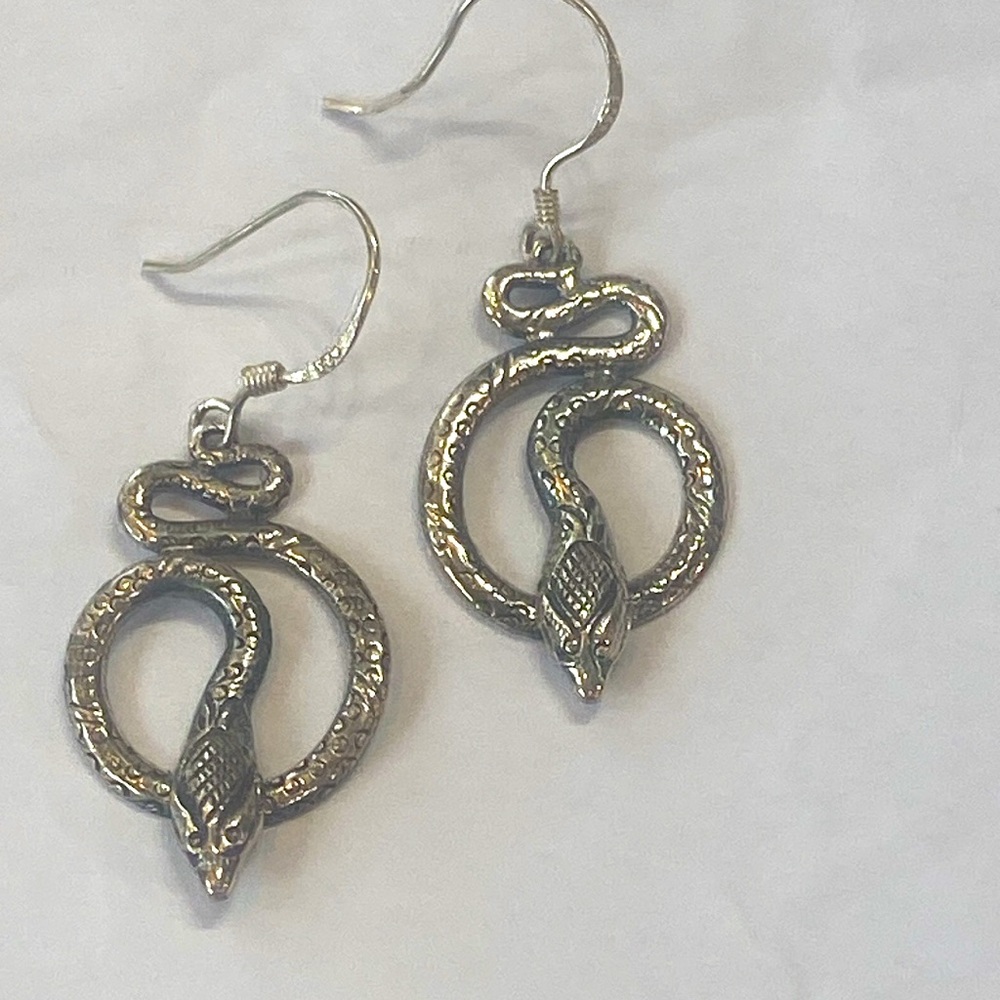 Sterling Silver Snake Earrings Vintage